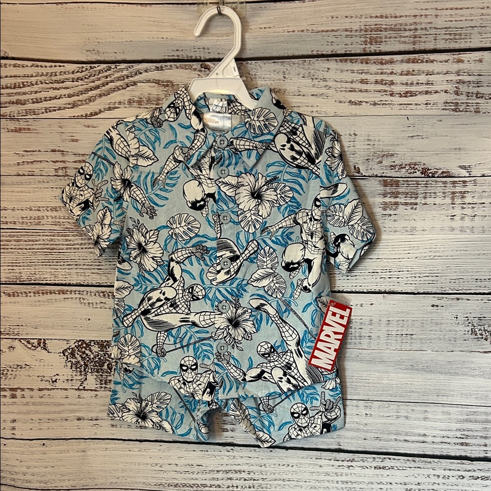 Nwt Marvel Blue and Black Spider-Man matching size 2t
